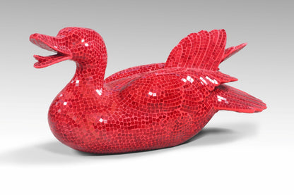 Mosaic Duck sculpture, boho decor handmade by Balinese artisans