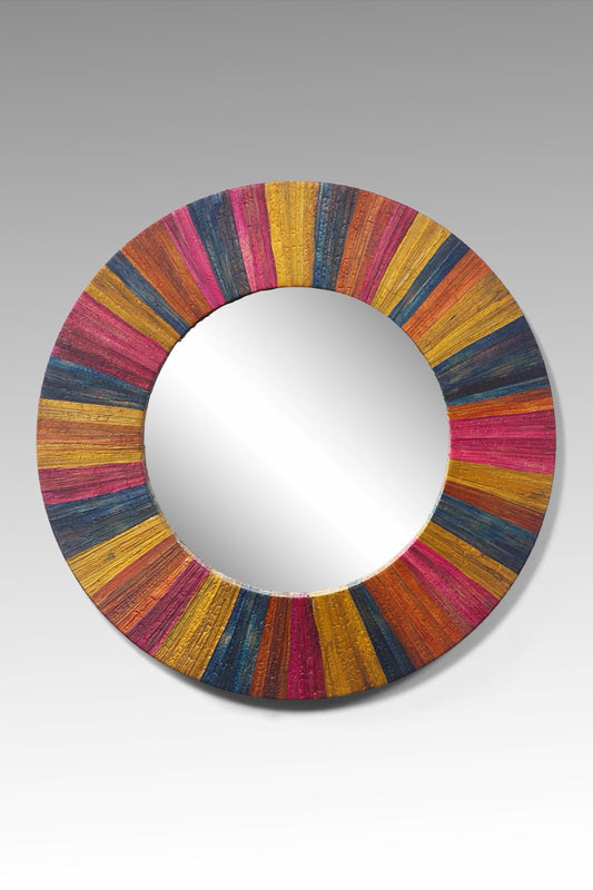 Round water hyacinth mirror Cabana – home decor from Bali