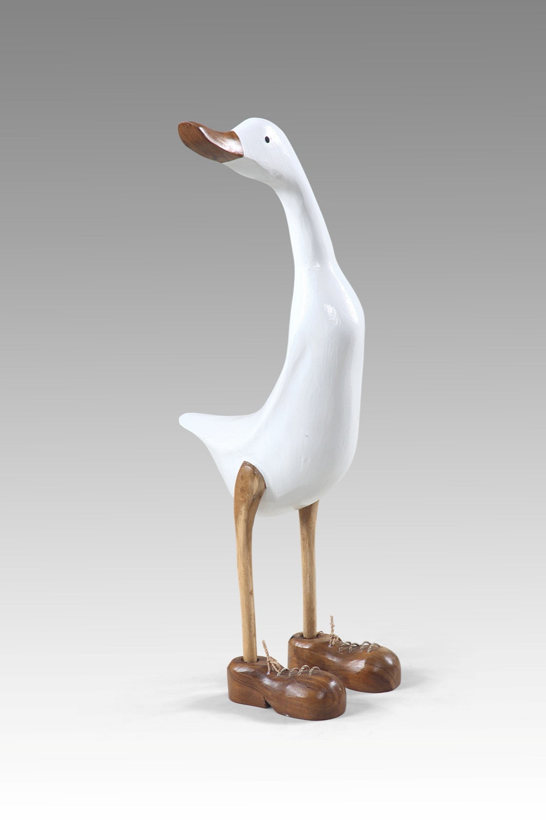 Standing Duck sculpture in natural materials – handmade boho decor from Bali