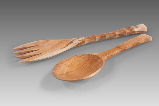 Boho solid teak spoon, handcrafted Bali tableware for the home