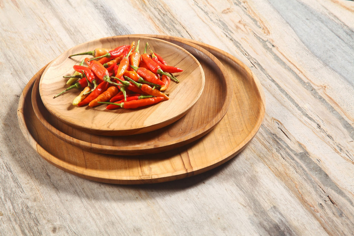 Teak plate Bella – boho decor, handwoven and handmade in Bali