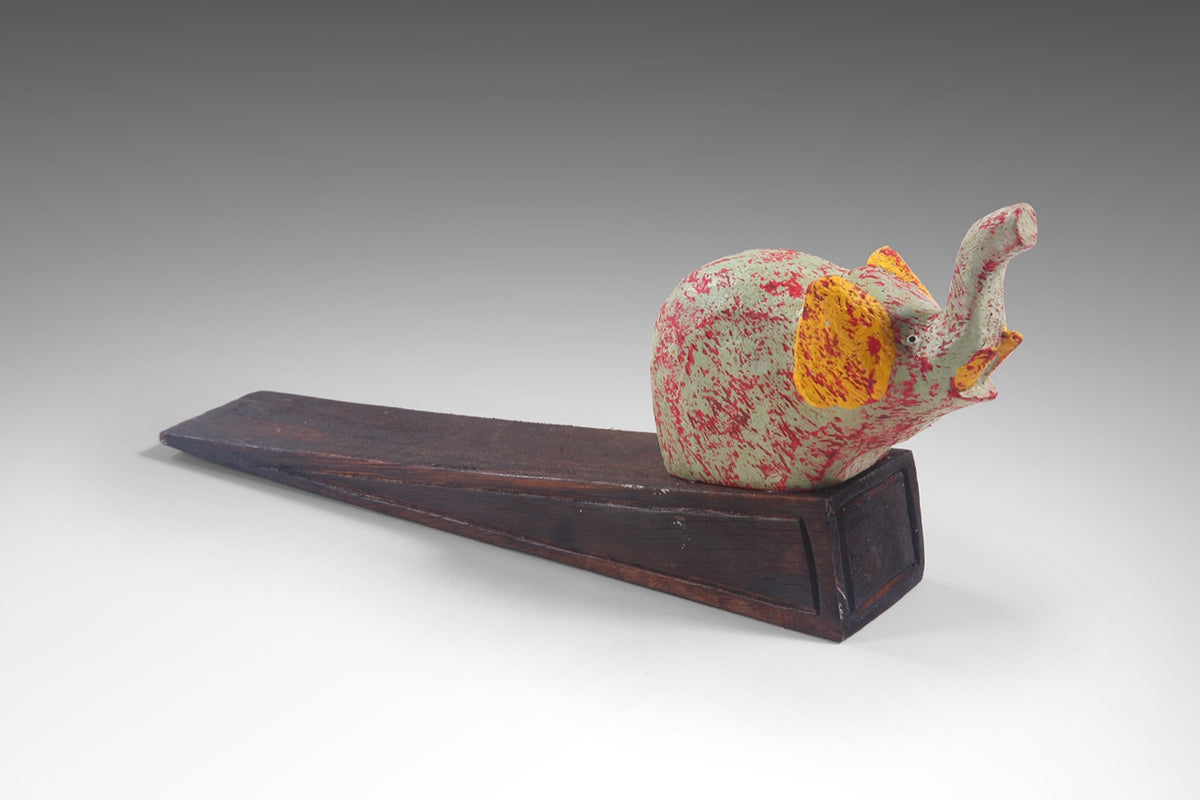 Handmade albasia wood sculpture – the Door Wedge Stopper, boho decor made in Bali