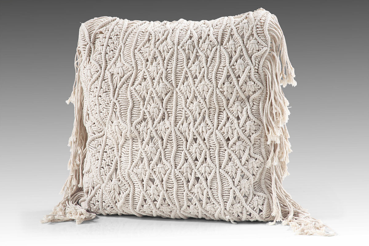 Handcrafted cotton pillow – Macrame, boho decor from BaliSouk