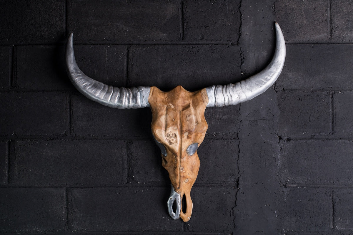 Cow Silver sculpture in natural materials – handmade boho decor from Bali