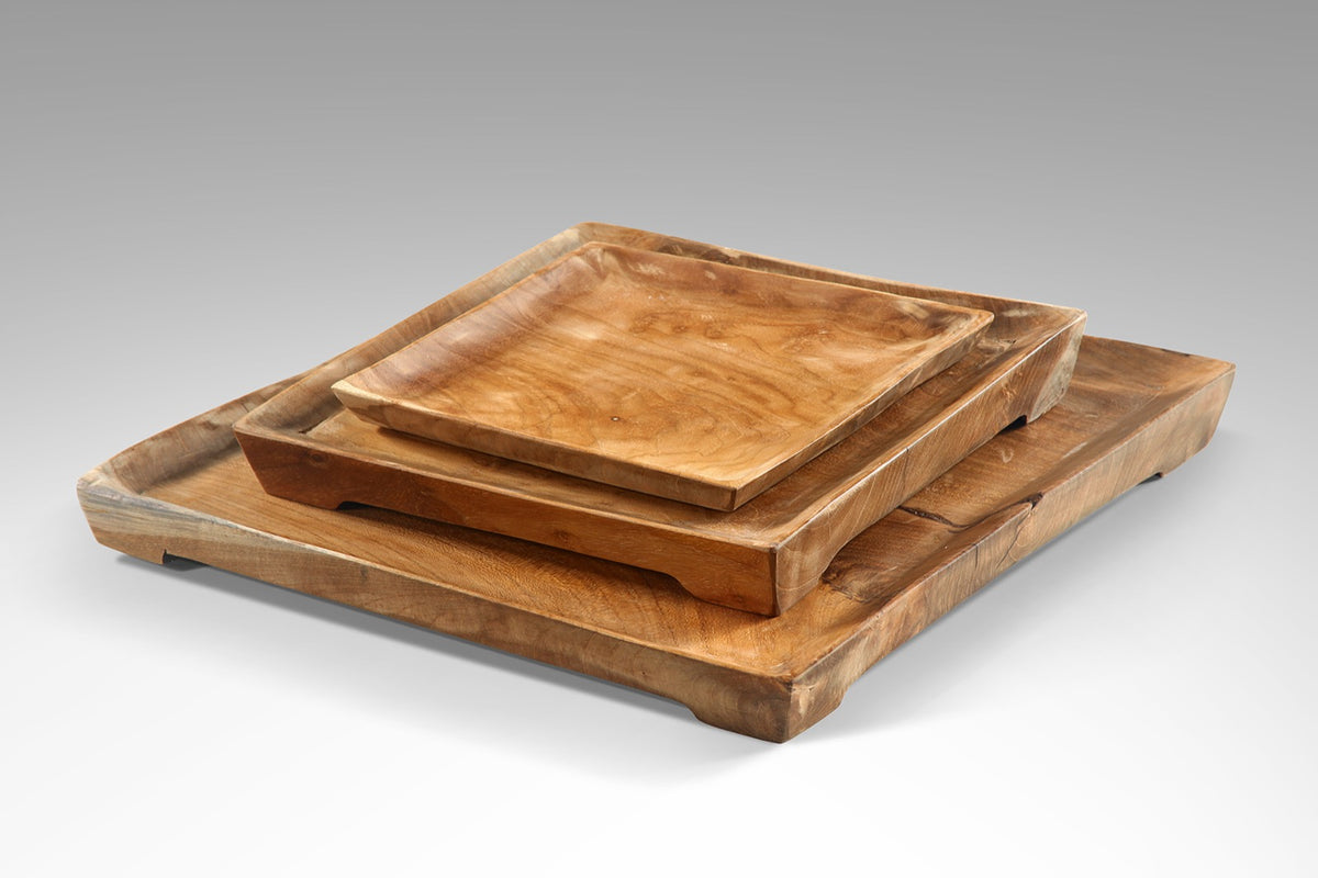 The Square Plate Set of 3 plate – natural materials, boho decor handmade in Bali
