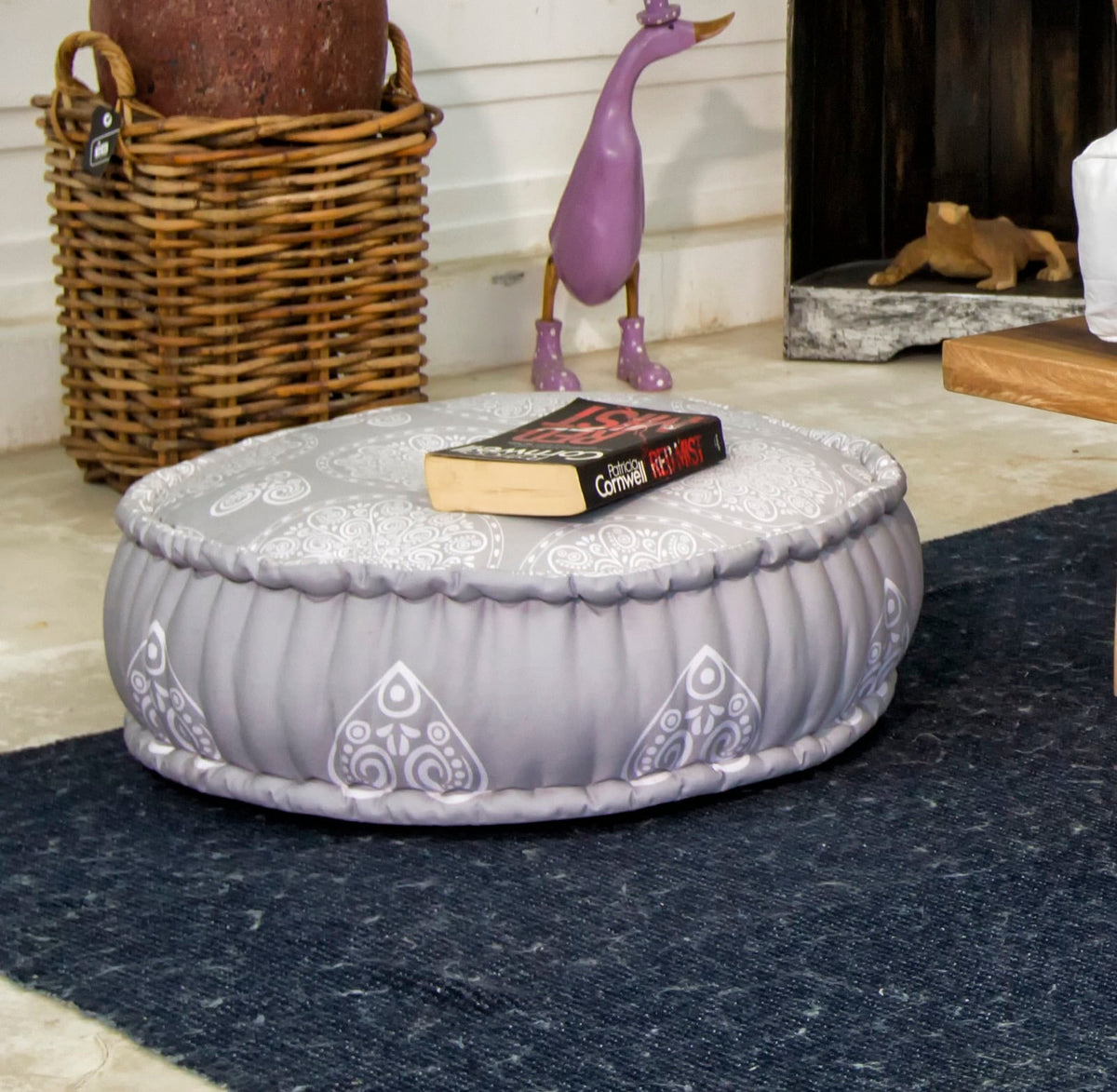 Fabric pouf – Tokyo Puff – boho furniture handmade in Bali by BaliSouk