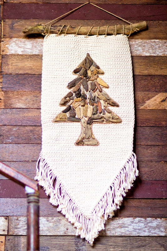Boho fabric wall decor piece Christmas Tree, handmade in Bali