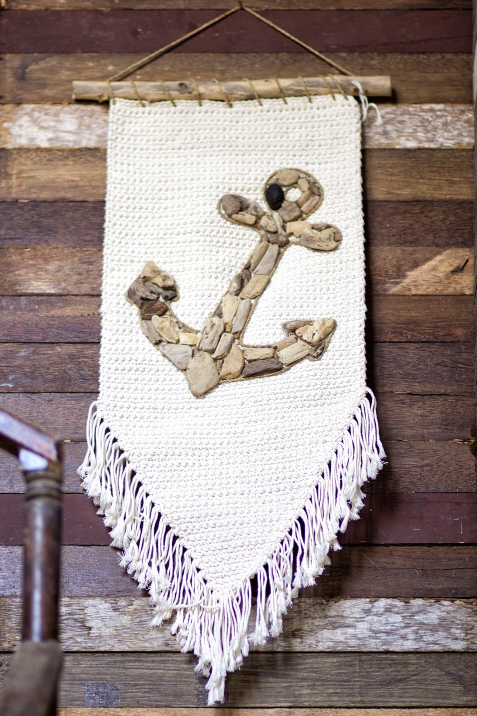 Driftwood wall decoration Anchor – boho decor handcrafted in Bali by BaliSouk