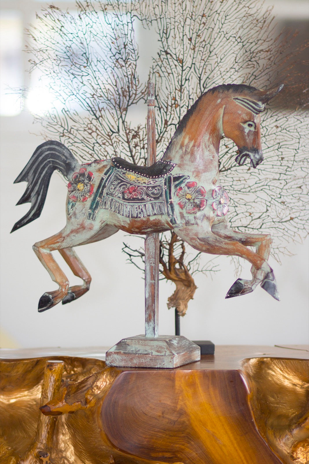 Horse Deco On Stand Antique
