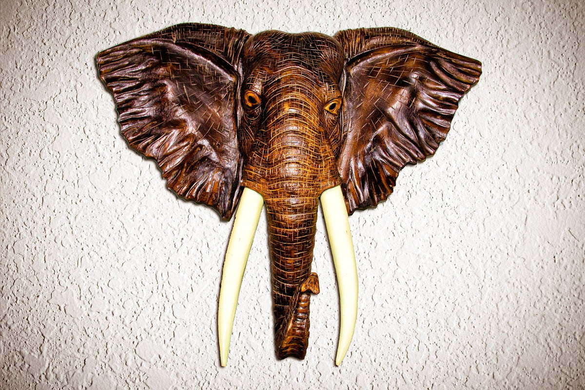 Solid wood sculpture Elephant – boho decor handcrafted in Bali by BaliSouk
