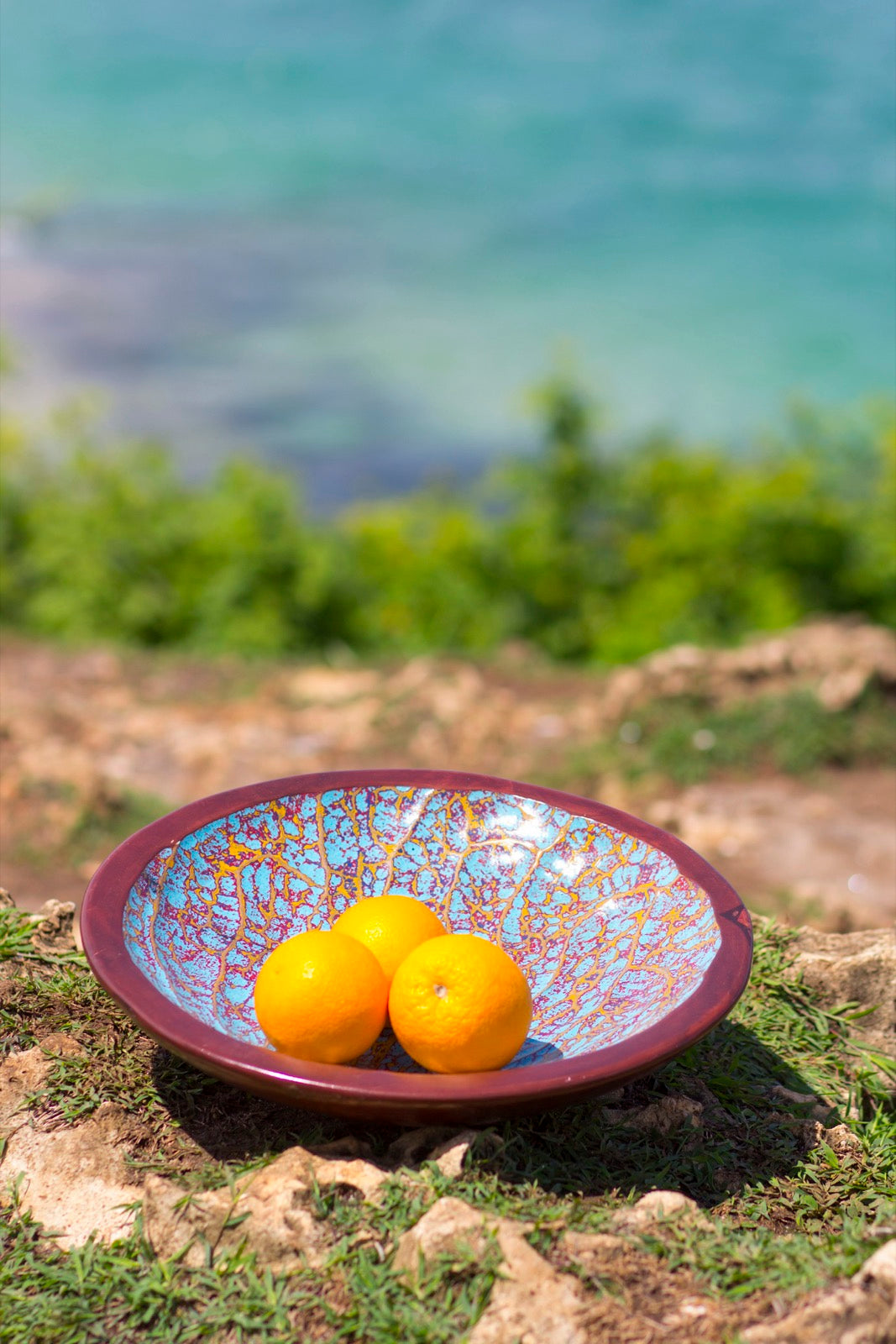 Suar wood plate Cote Azur – boho decor handcrafted in Bali by BaliSouk