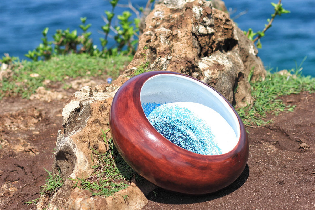 Suar wood bowl Cote Azur – boho decor, handwoven and handmade in Bali