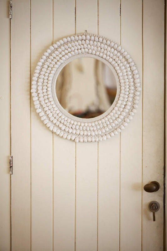 Boho glass and shell mirror Agoda Small, set of 2, handcrafted in Bali