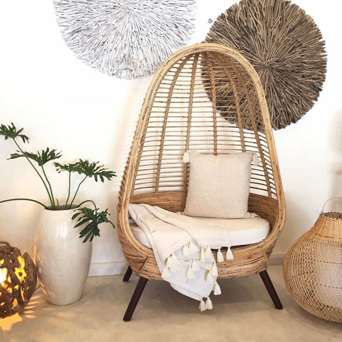 Roma Stripe chair in natural materials – handmade boho furniture from Bali