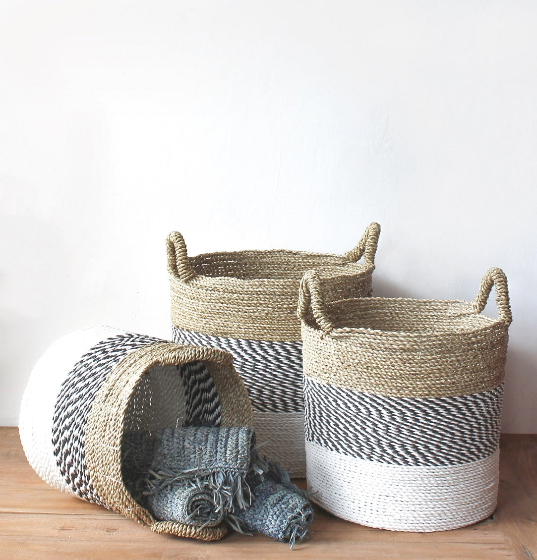 Seagrass basket – Zaira – boho decor handmade in Bali by BaliSouk