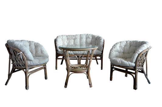 Rattan and fabric living set Alegre – Balinese furniture