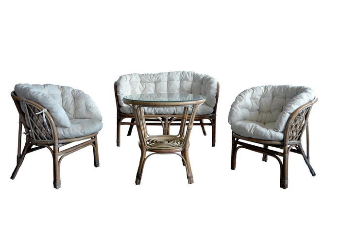 Rattan and fabric living set Alegre – Balinese furniture