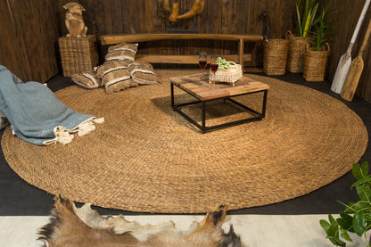 Water hyacinth rug Casablanca – boho decor handcrafted in Bali by BaliSouk
