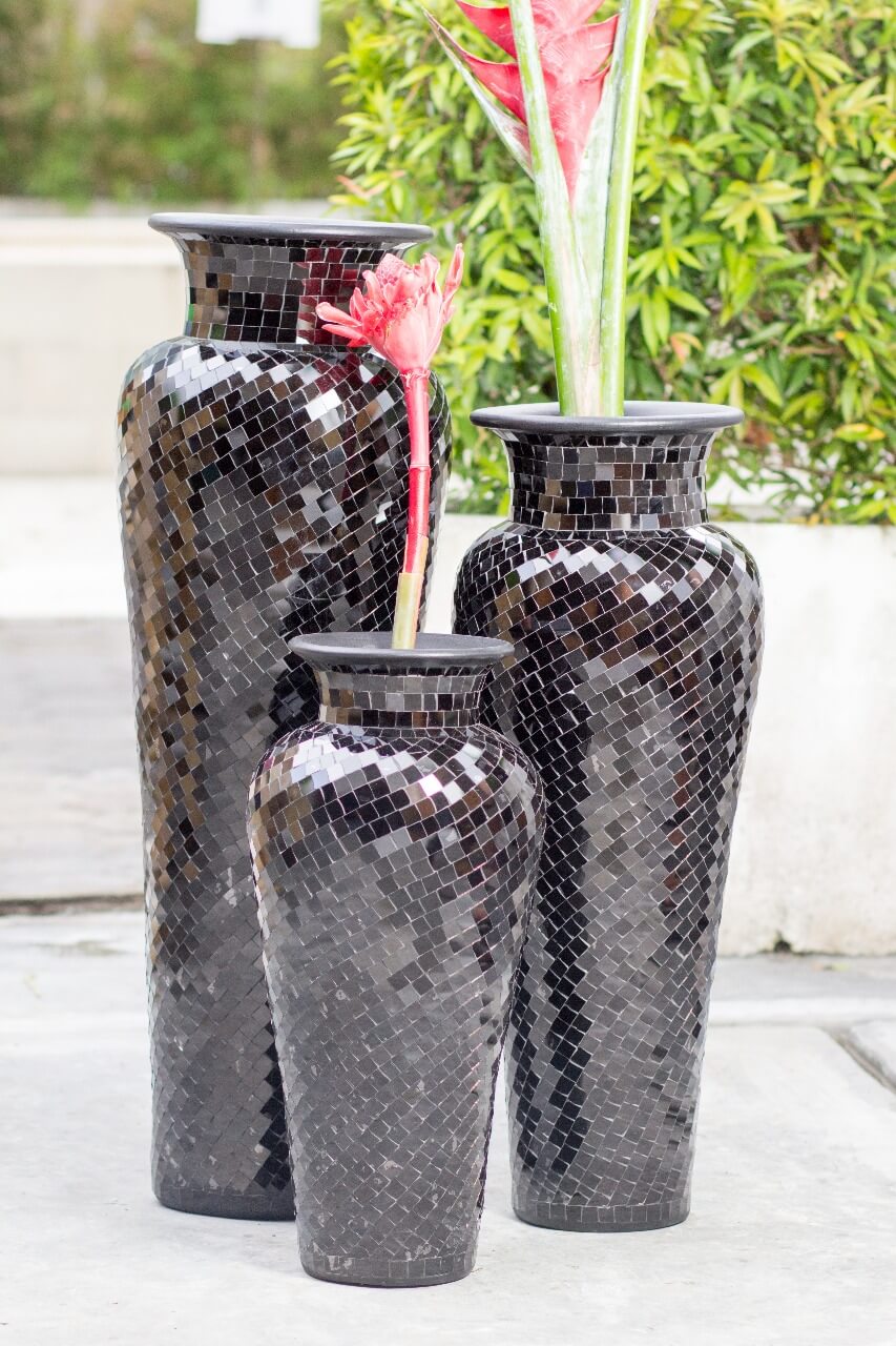 Mosaic Vase Set Of Three Black
