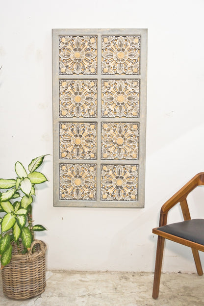 Wooden wall decoration Bali Ornamnet Panel – boho decor handcrafted in Bali by BaliSouk