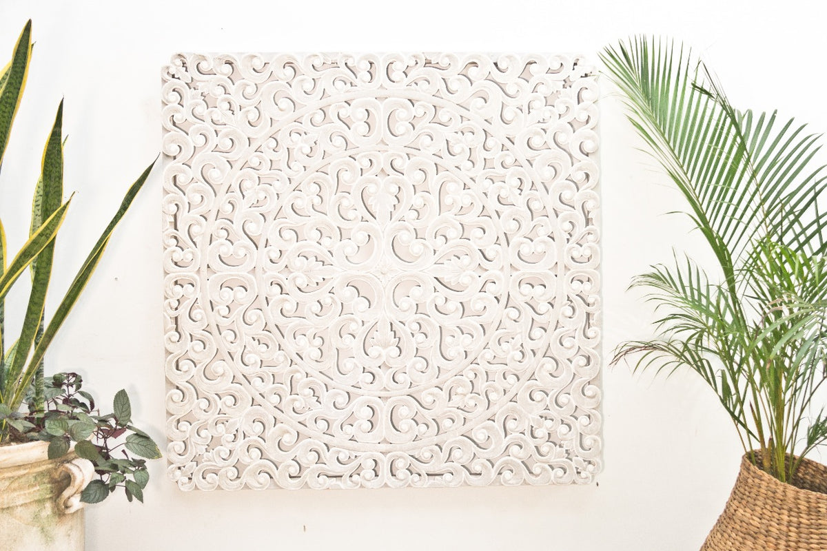 Wooden wall decoration Bali Ornamnet Panel – boho decor, handwoven and handmade in Bali