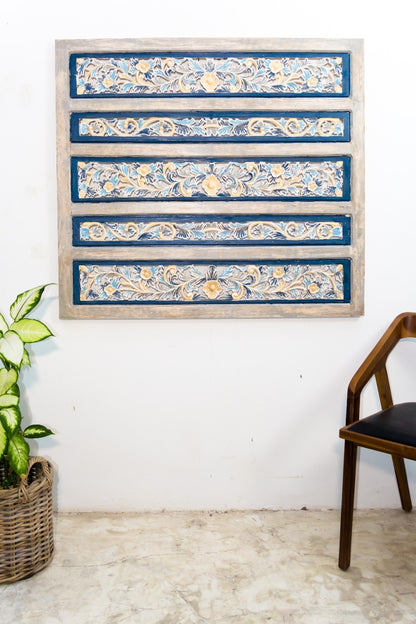 Wooden wall decoration Bali Ornamnet Panel – boho decor, handwoven and handmade in Bali
