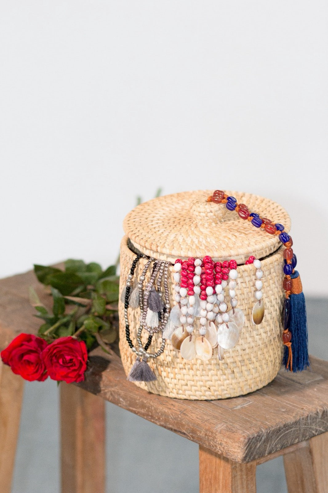 Round Small Basket basket by BaliSouk – boho decor made in Bali