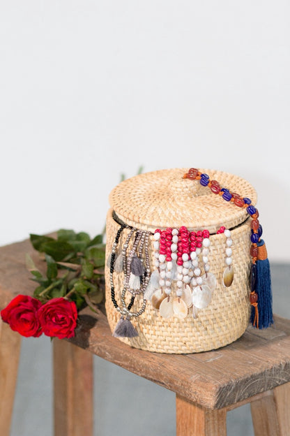 Round Small Basket basket by BaliSouk – boho decor made in Bali