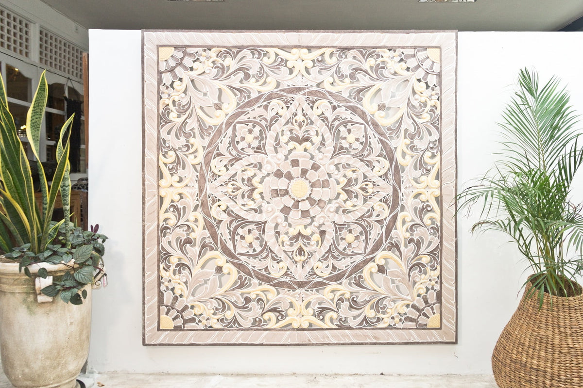 Wooden wall decoration – Bali Ornamnet Panel, natural natural materials in boho style