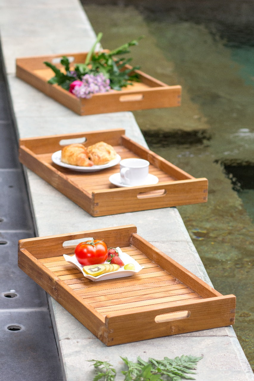 Handmade teak tray – the Natural Teak Tray, boho decor made in Bali