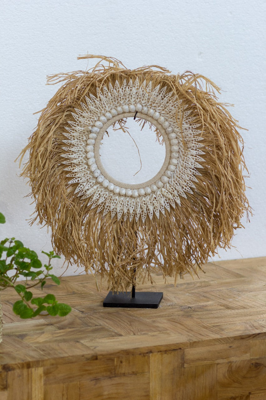 Africana Necklace decorative piece in natural materials – handmade boho decor from Bali
