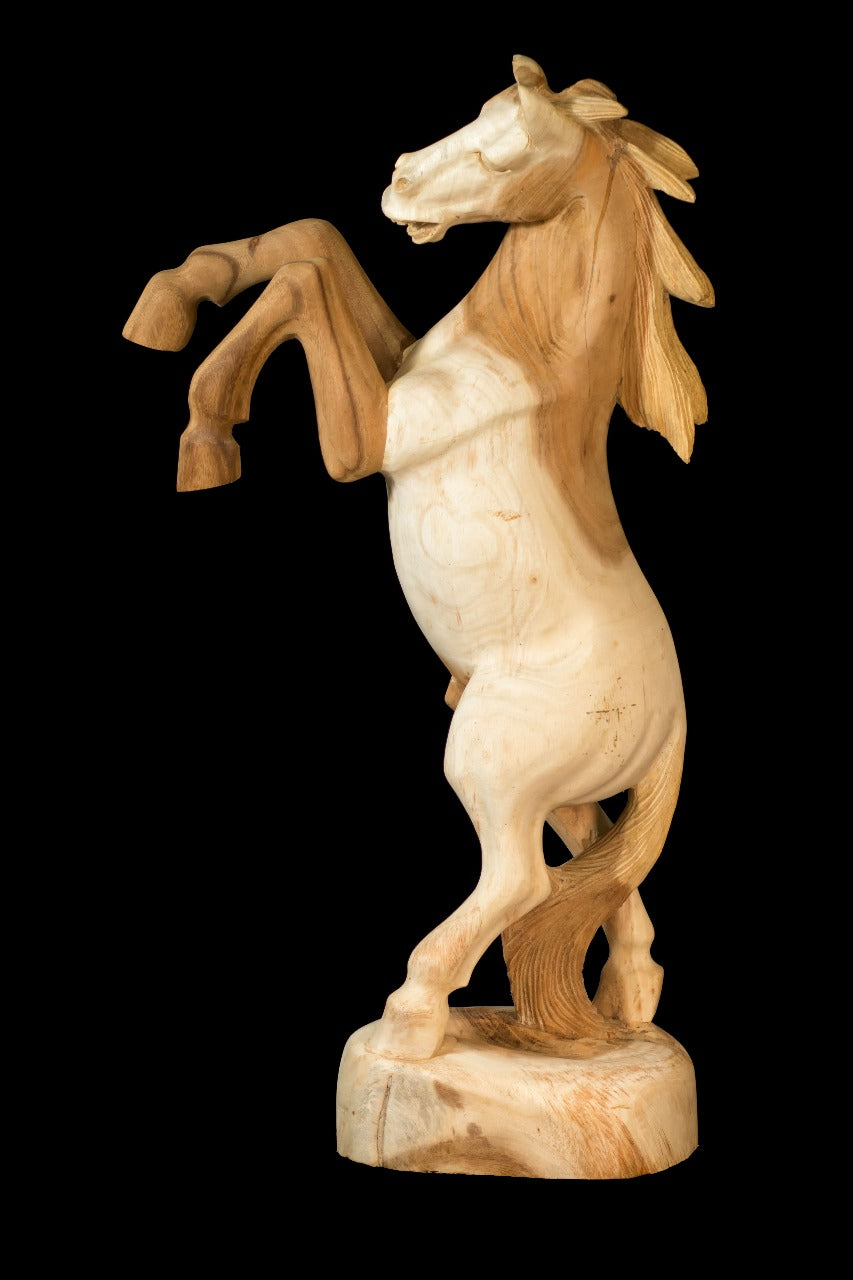 Handmade suar wood sculpture – the Horse "Mustang", boho decor made in Bali