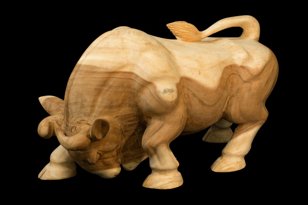 Bull decorative piece in natural materials – handmade boho decor from Bali