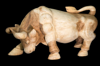 Suar wood decorative piece Bull – boho decor, handwoven and handmade in Bali