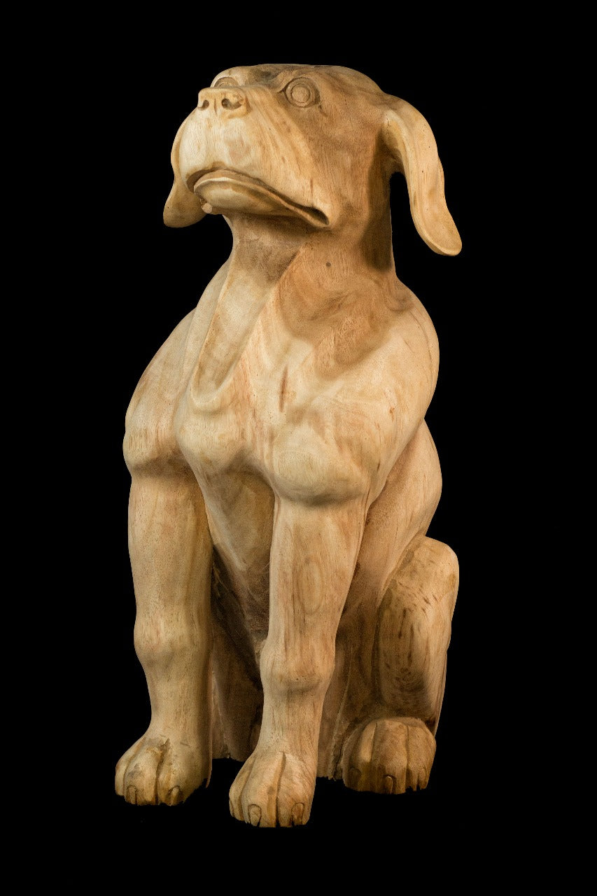 Dog Stand sculpture in natural materials – handmade boho decor from Bali