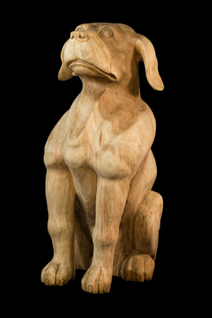 Dog Stand sculpture in natural materials – handmade boho decor from Bali