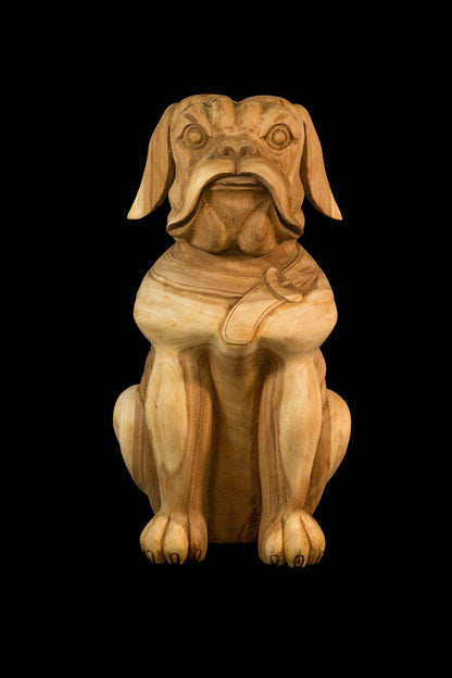 Terracotta sculpture Bulldog – boho decor, handwoven and handmade in Bali