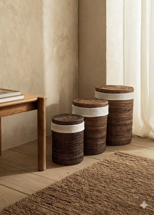 Ketak laundry basket Alie, set of 3 – Bali home decor