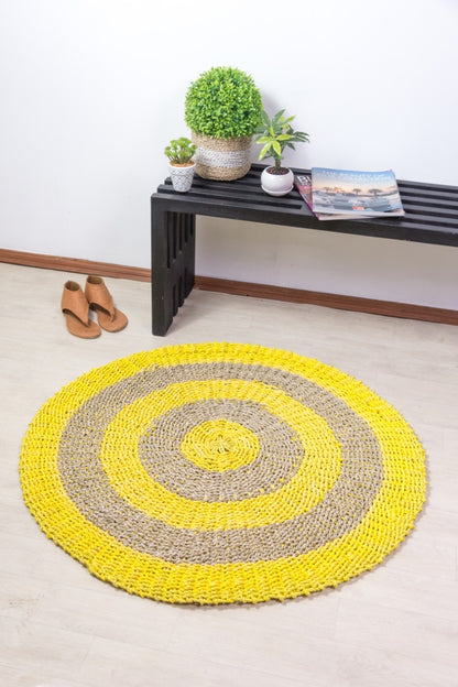 Seagrass rug Nicola – boho decor, handwoven and handmade in Bali
