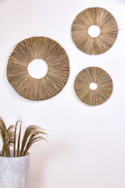 Handcrafted seagrass wall decoration – Wall Deco Set 3, boho decor from BaliSouk