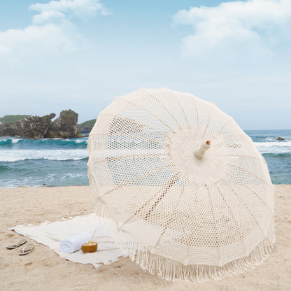Lux Umbrella With Teak Pole And Bamboo Ribs Natural