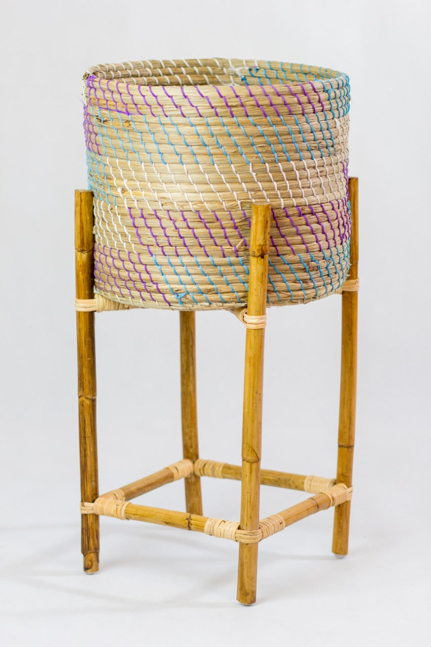 Water hyacinth basket Ria – boho decor, handwoven and handmade in Bali