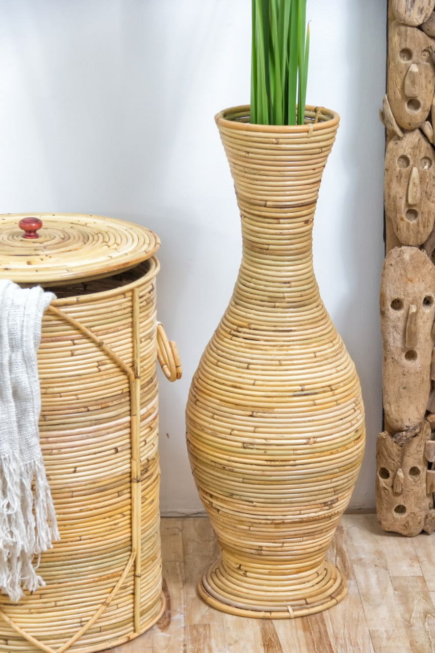 Rattan vase Cisco – boho decor, handwoven and handmade in Bali