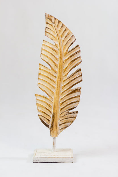 Solid wood decorative stand – Leaf – boho decor handmade in Bali by BaliSouk