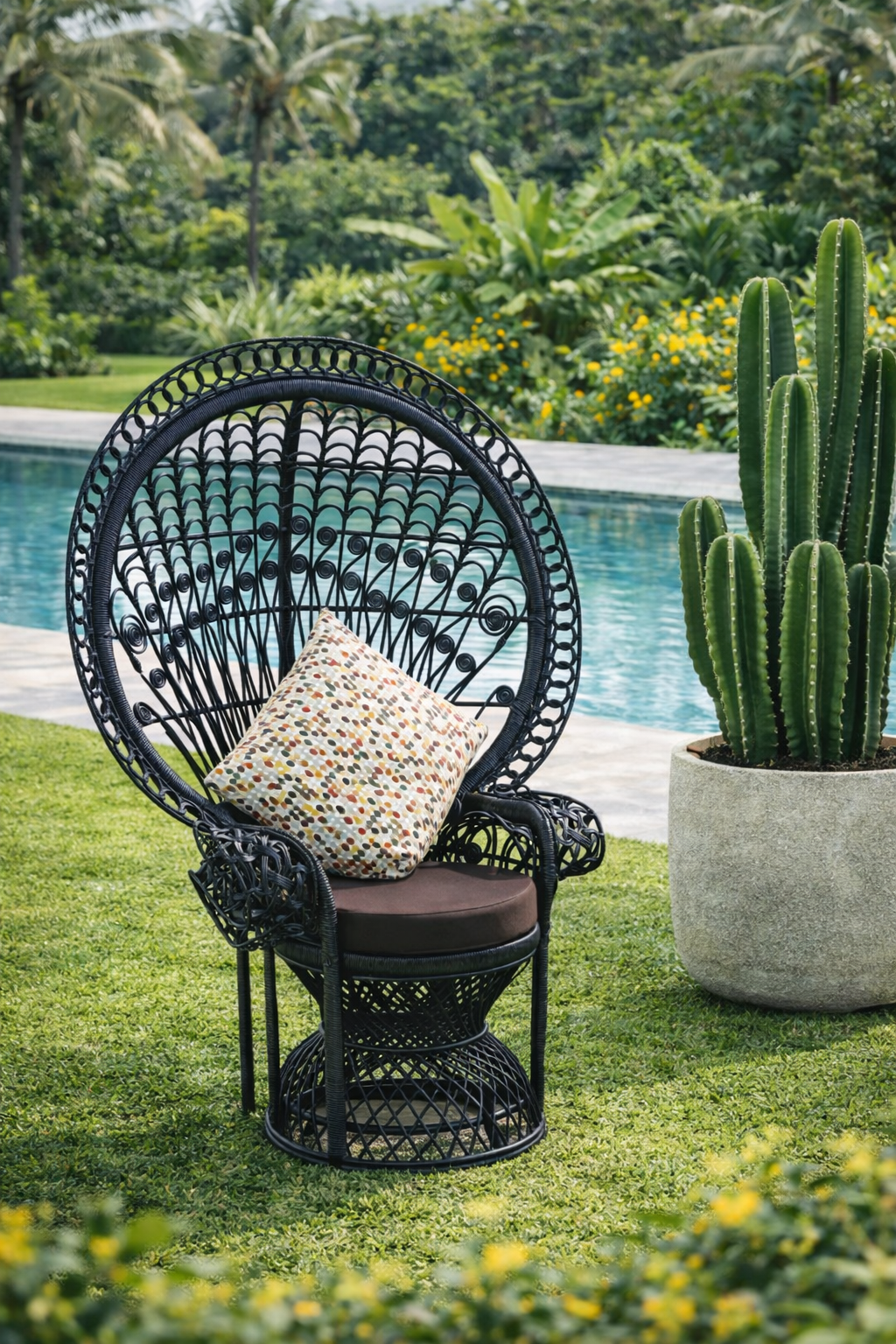Bali Furniture – Peacock Chair With Black Cushion Seat