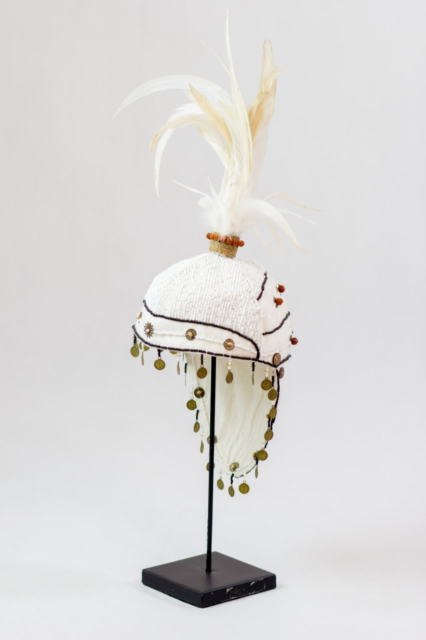 Fabric sculpture – Warrior Stand, natural natural materials in boho style