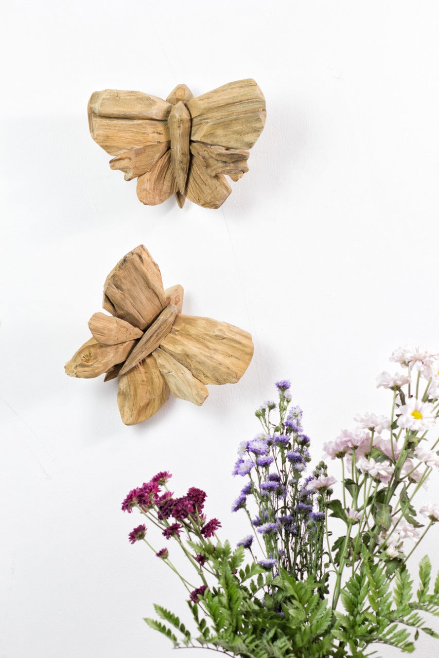 Teak decorative piece – Butterfly, natural natural materials in boho style