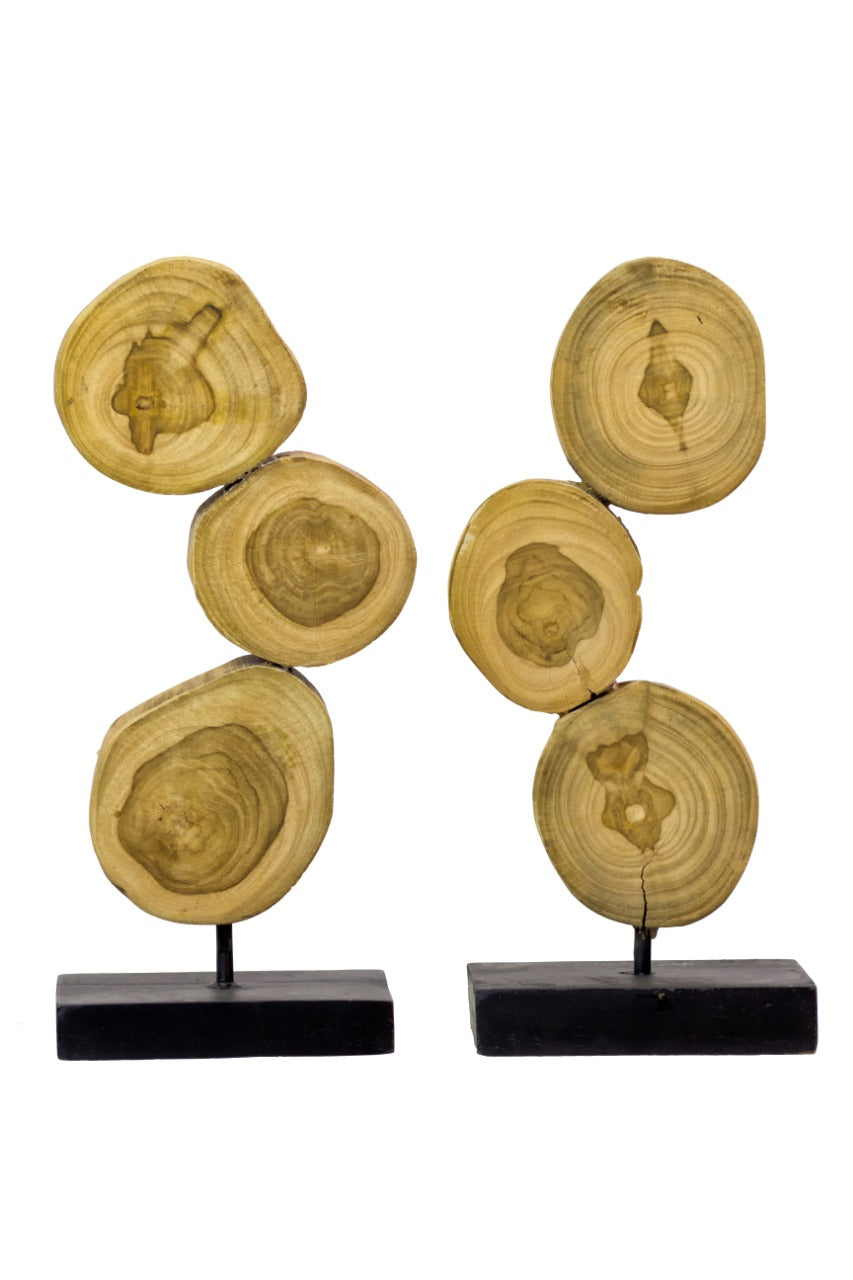 Teak decorative piece Log Pcs Vertical – boho decor, handwoven and handmade in Bali