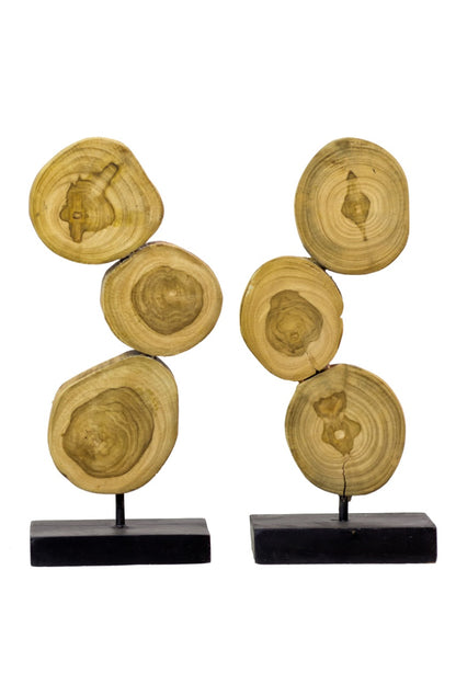 Teak decorative piece Log Pcs Vertical – boho decor, handwoven and handmade in Bali
