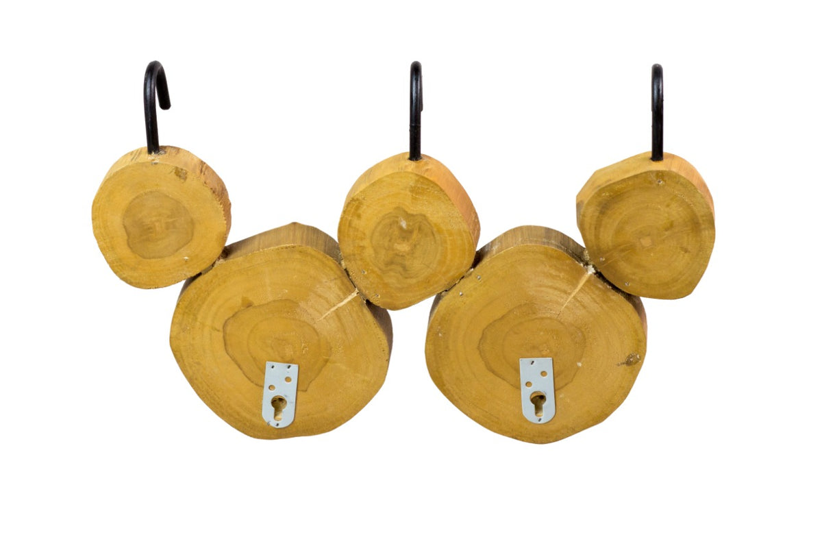 Teak wall decoration Log Hanger – boho decor, handwoven and handmade in Bali
